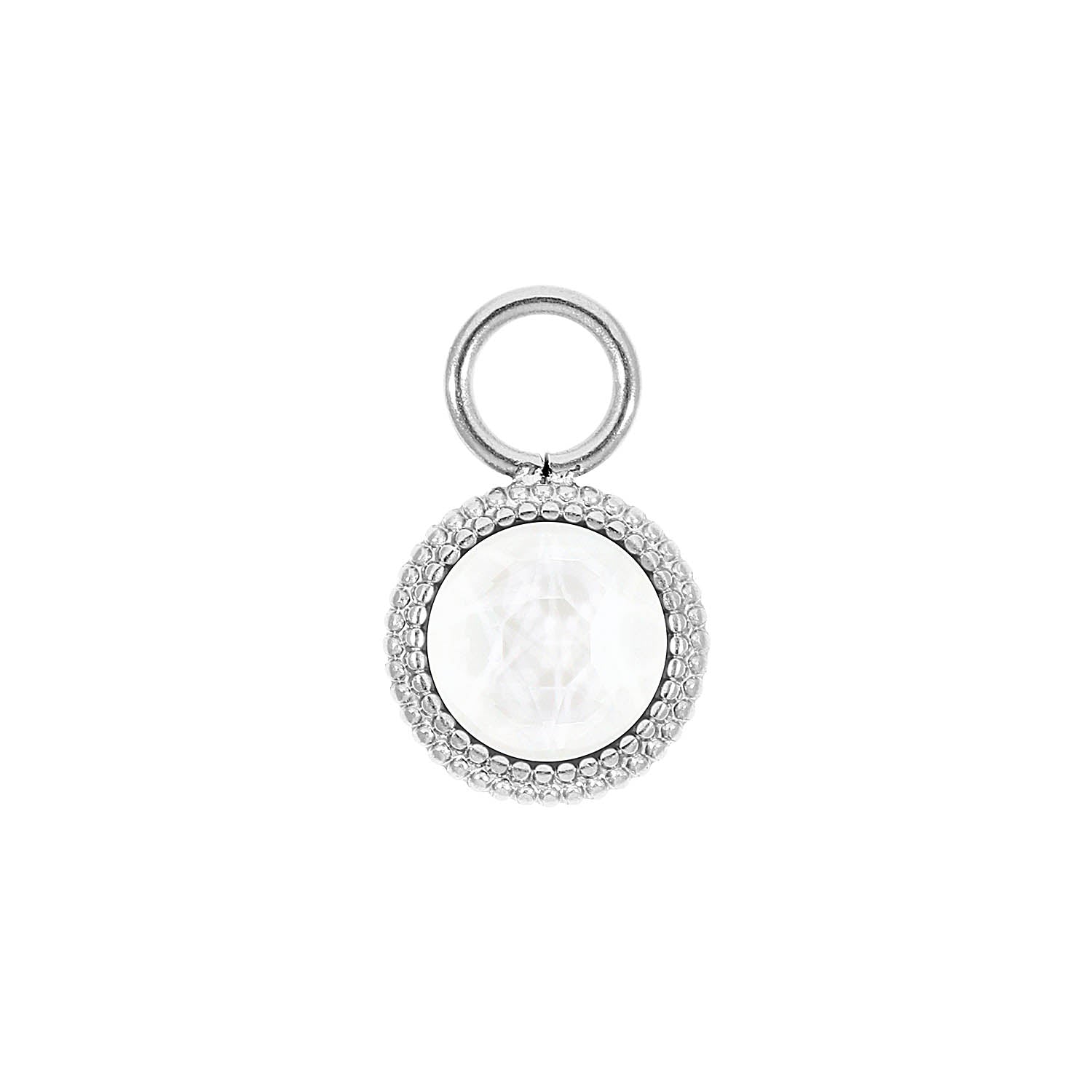 Fabero Flat Charm 10 mm - Silber crystal electric white ignite