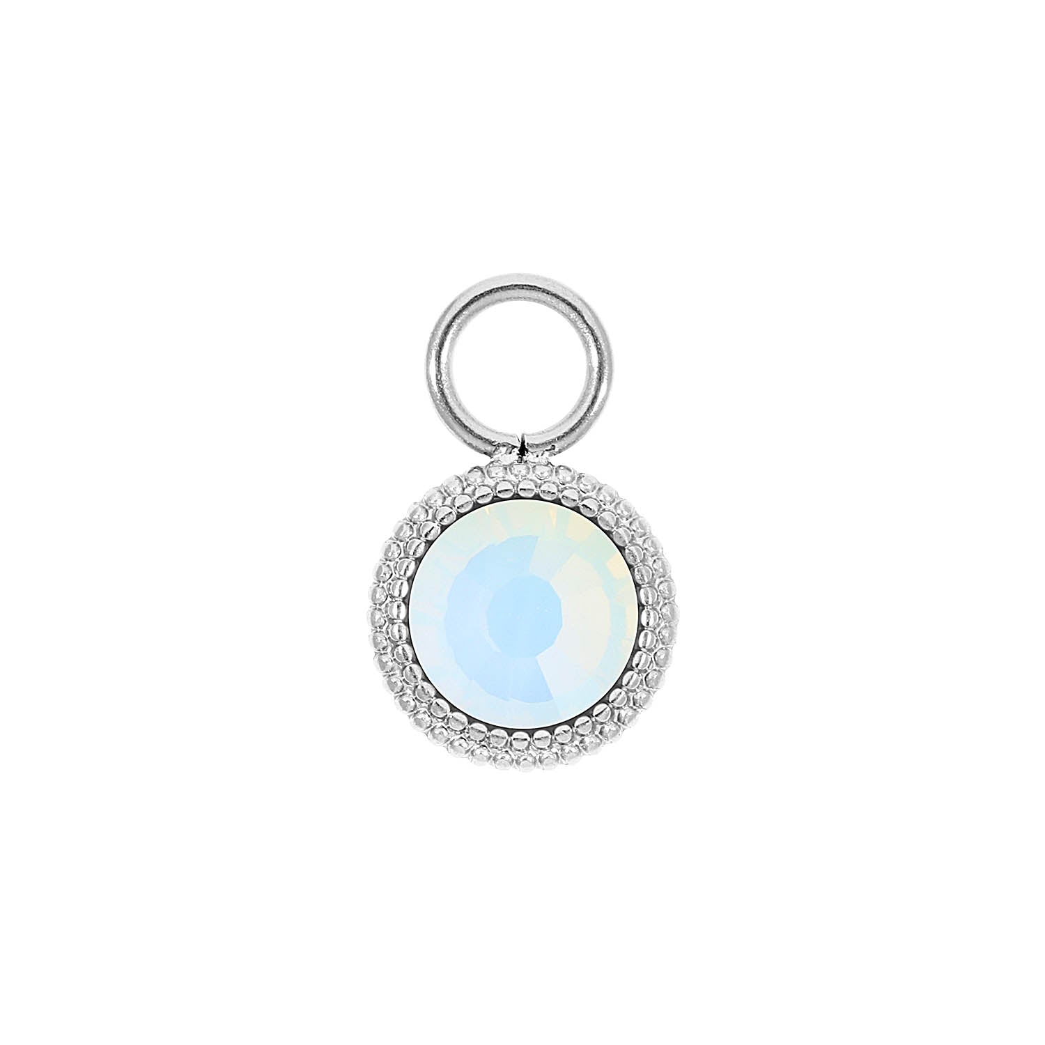 Fabero Flat Charm 10 mm - Silber white opal