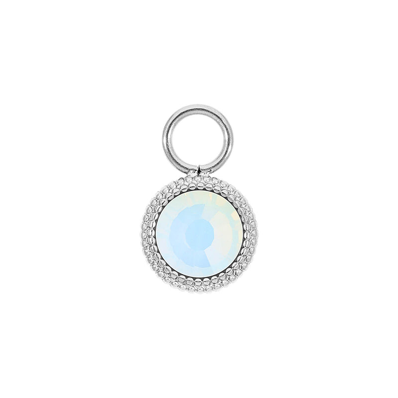 Fabero Flat Charm 10 mm - Silber white opal