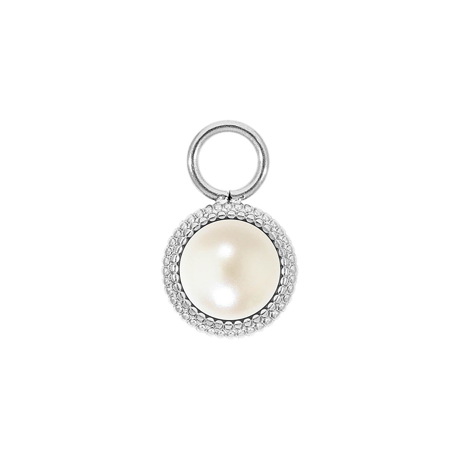 Fabero Flat Charm 10 mm - Silber cream pearl