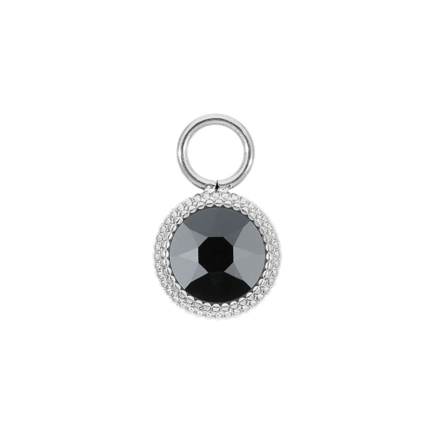 Fabero Flat Charm 10 mm - Silber jet hematite