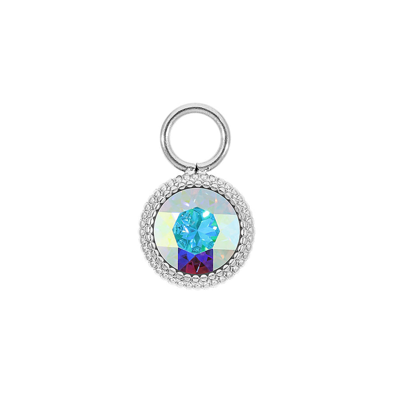 Fabero Flat Charm 10 mm - Silber crystal aurora boreale