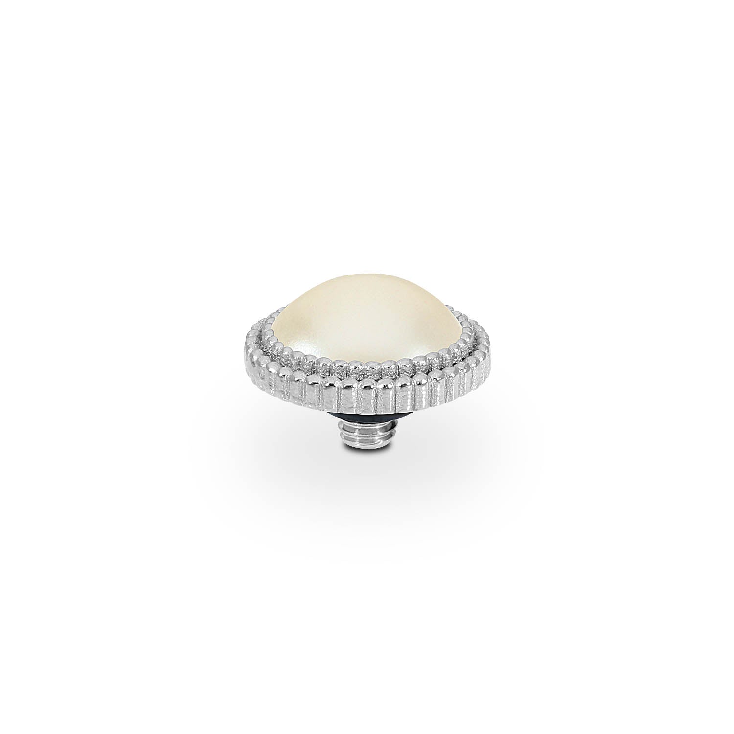 Fabero Flat Top 10 mm - Silber cream pearl