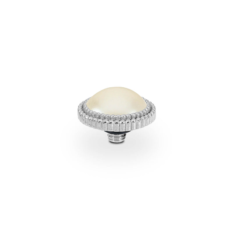 Fabero Flat Top 10 mm - Silber cream pearl