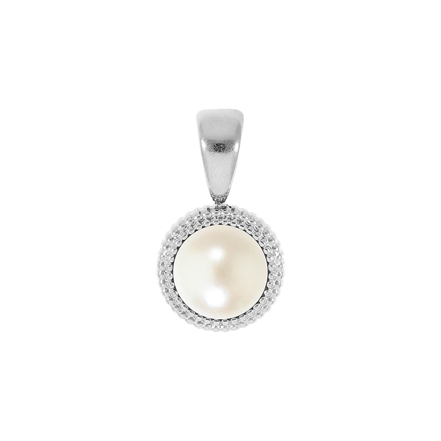 Fabero Flat Anhänger 10 mm - Silber cream pearl