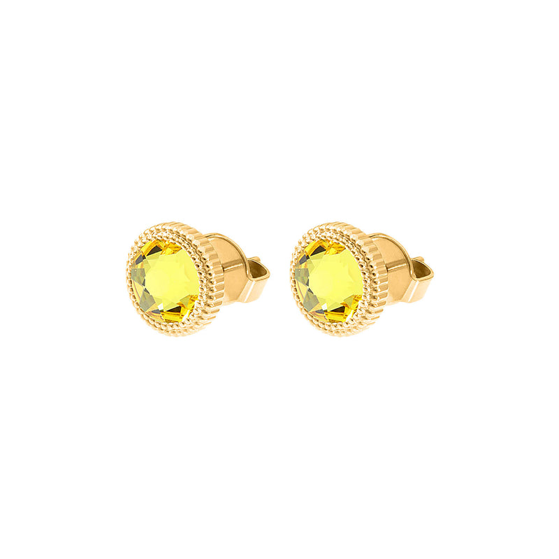 Fabero Flat Ohrstecker 10 mm - Gold light topaz