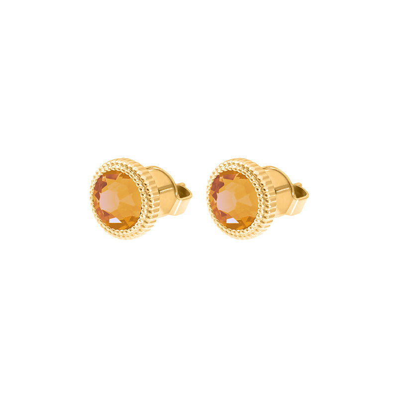 Fabero Flat Ohrstecker 10 mm - Gold Crystal Mango Ignite