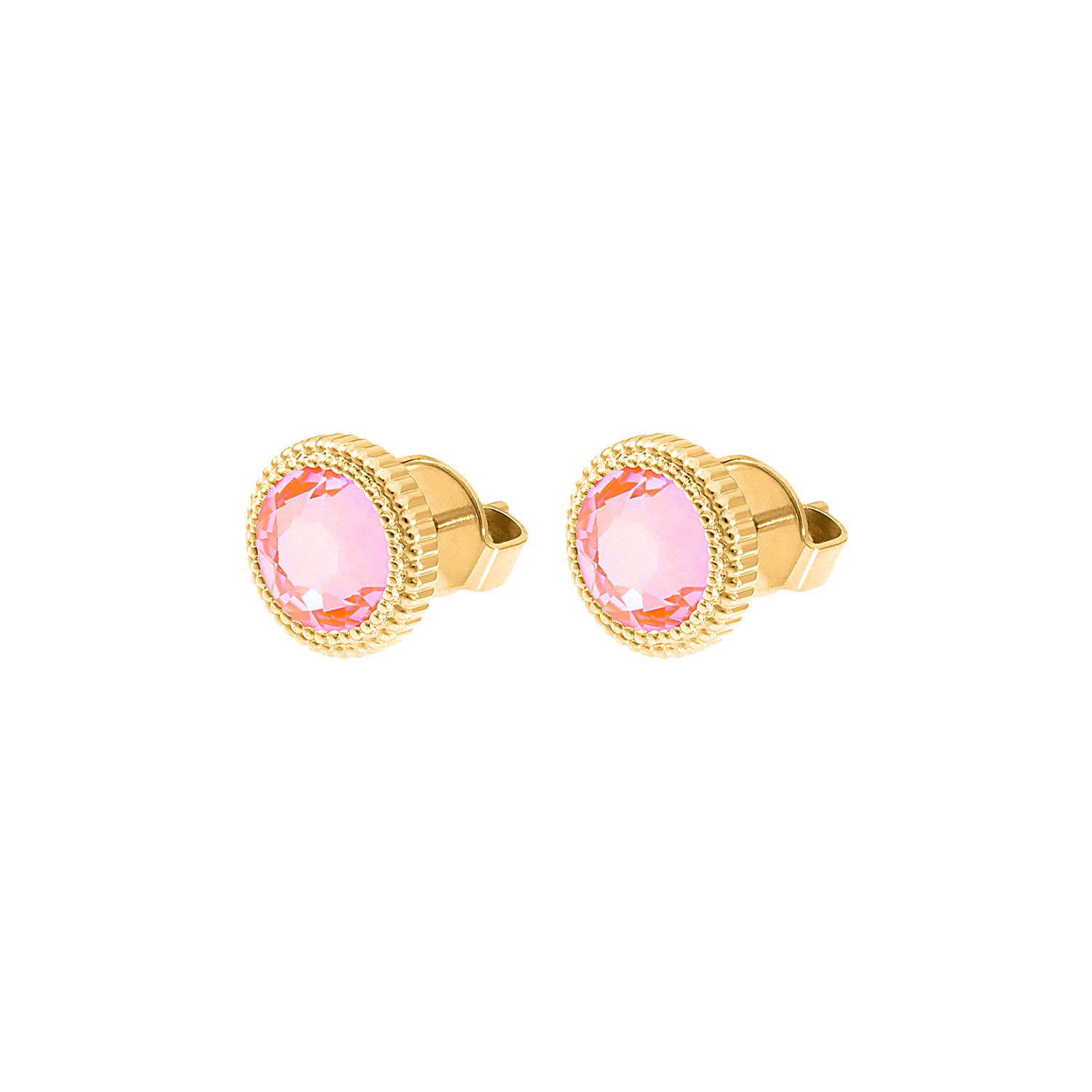 Fabero Flat Ohrstecker 10 mm - Gold crystal orange glow delite