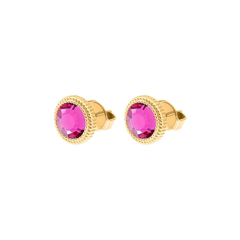 Fabero Flat Ohrstecker 10 mm - Gold fuchsia