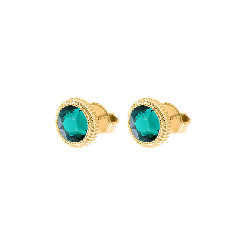 Fabero Flat Ohrstecker 10 mm - Gold emerald