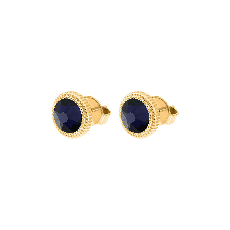 Fabero Flat Ohrstecker 10 mm - Gold Dark Indigo