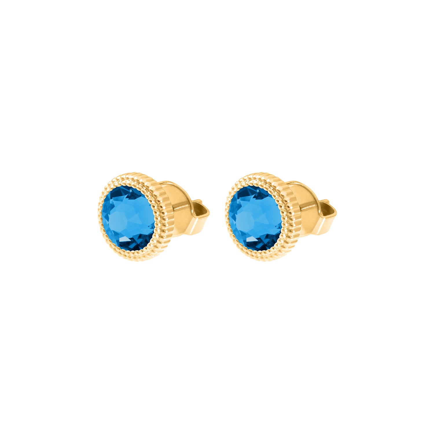 Fabero Flat Ohrstecker 10 mm - Gold Denim Blue