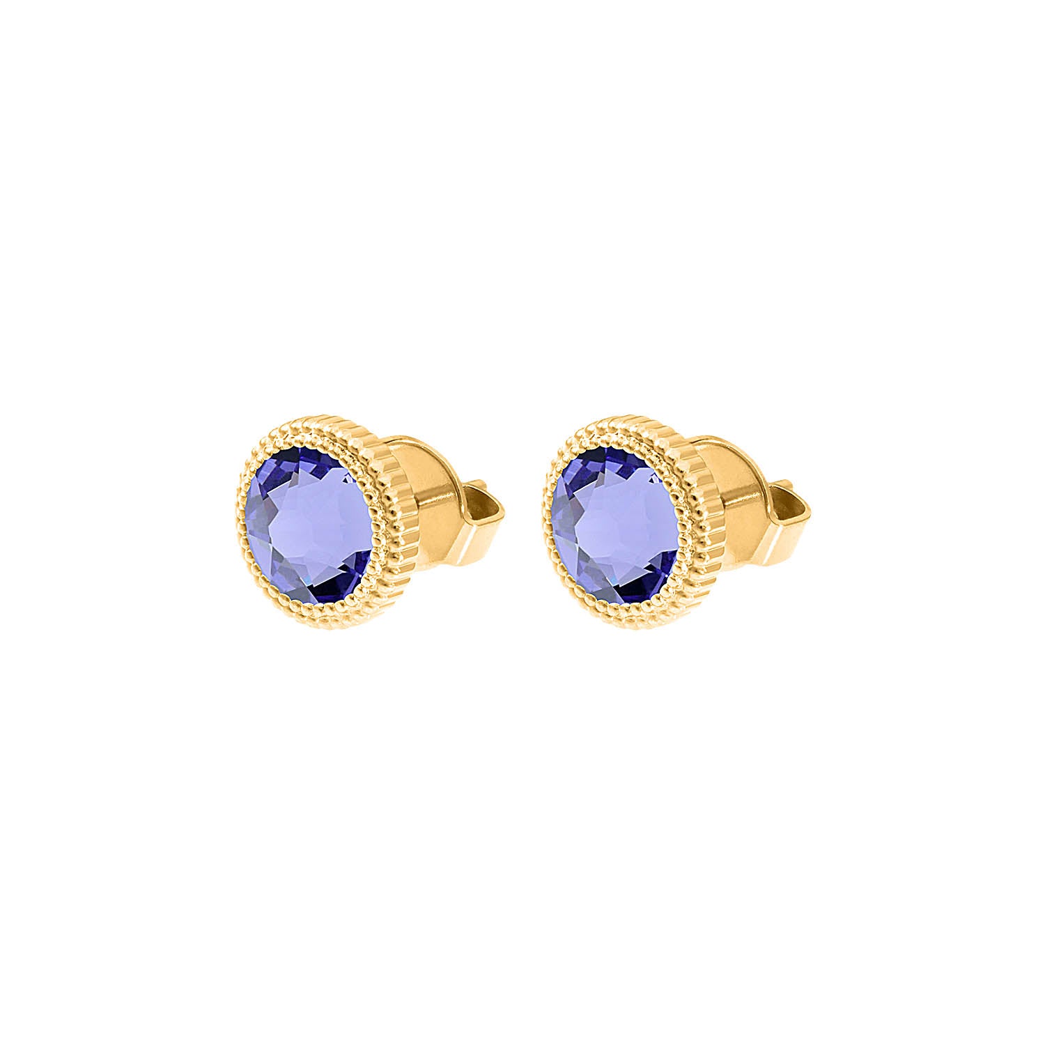 Fabero Flat Ohrstecker 10 mm - Gold tanzanite