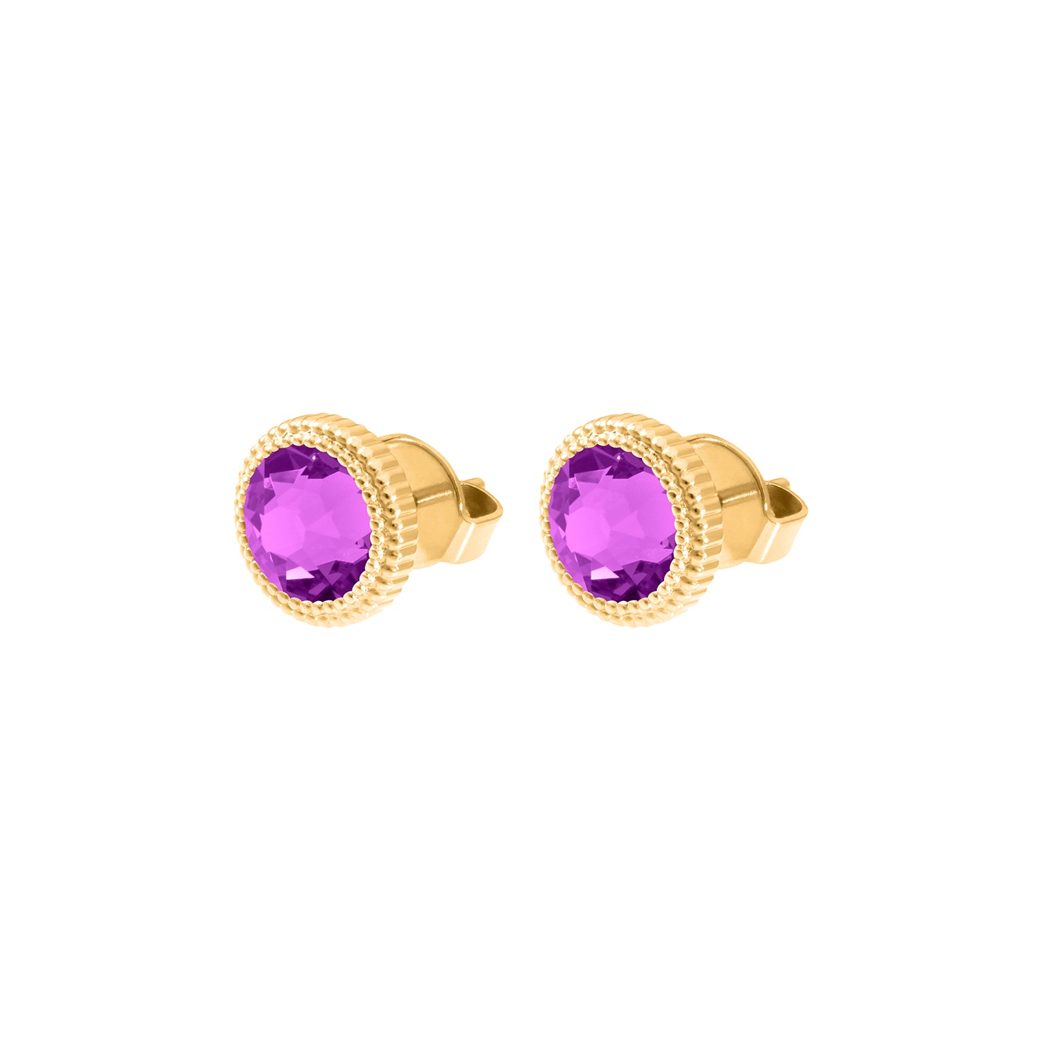 Fabero Flat Ohrstecker 10 mm - Gold Crystal Electric Violet Ignite