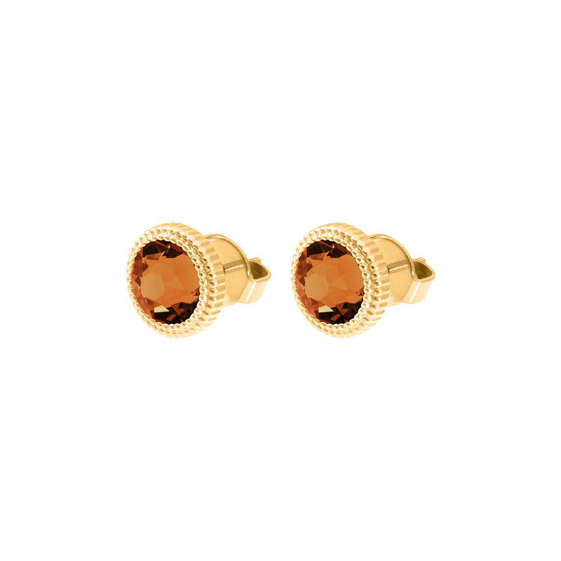 Fabero Flat Ohrstecker 10 mm - Gold Smoked Topaz