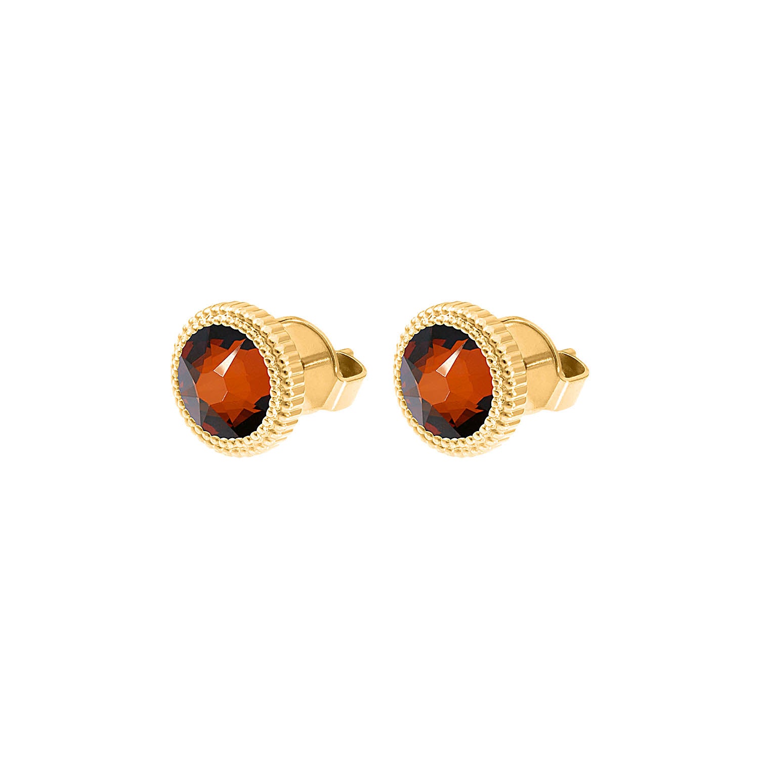 Fabero Flat Ohrstecker 10 mm - Gold smoked amber