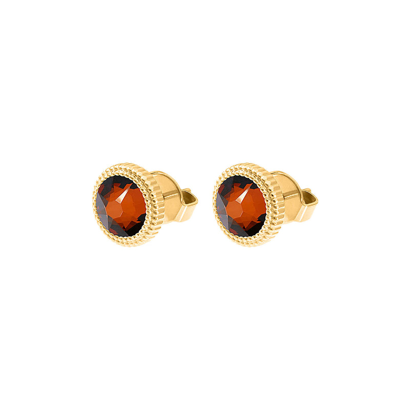 Fabero Flat Ohrstecker 10 mm - Gold smoked amber