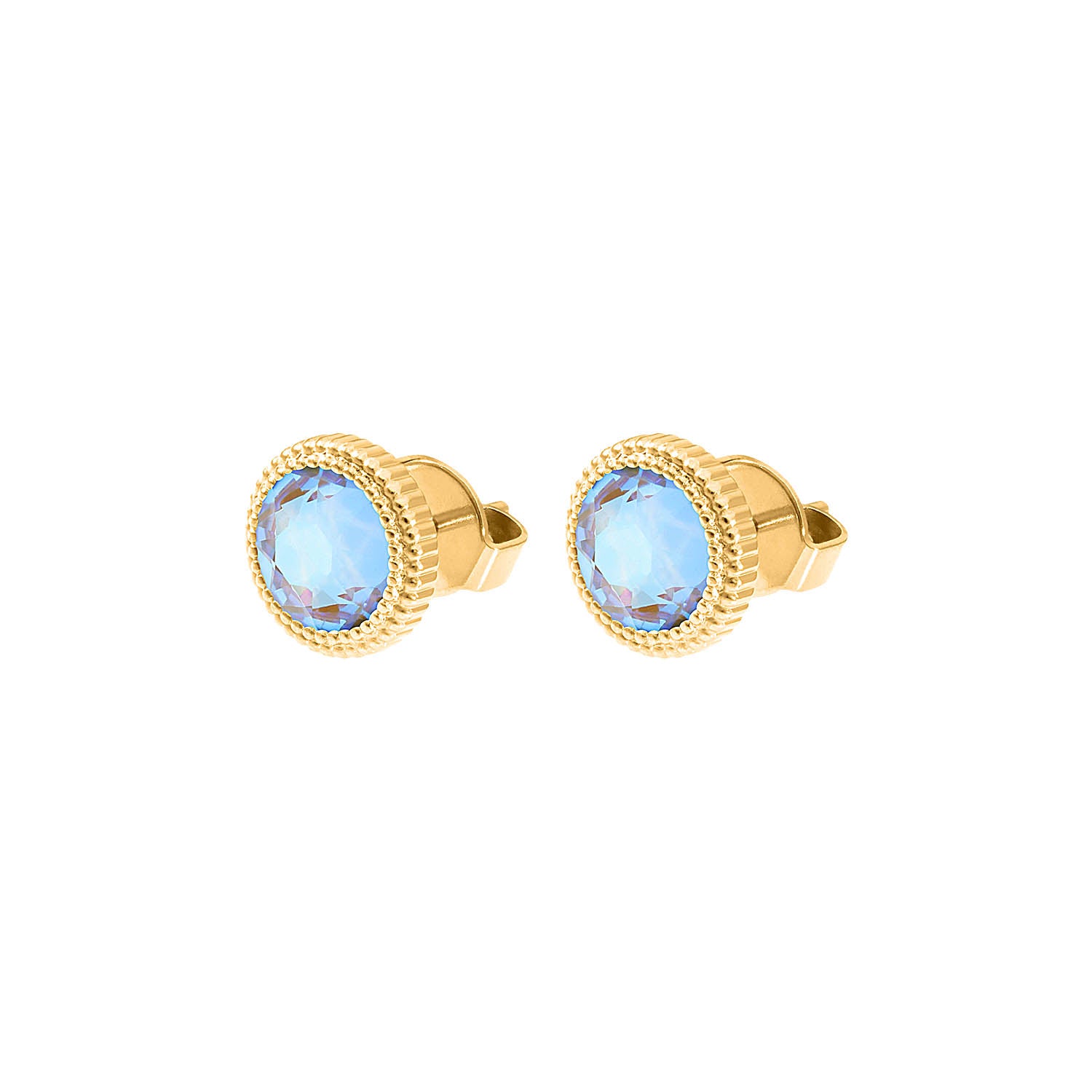 Fabero Flat Ohrstecker 10 mm - Gold Crystal Serene Gray Delite