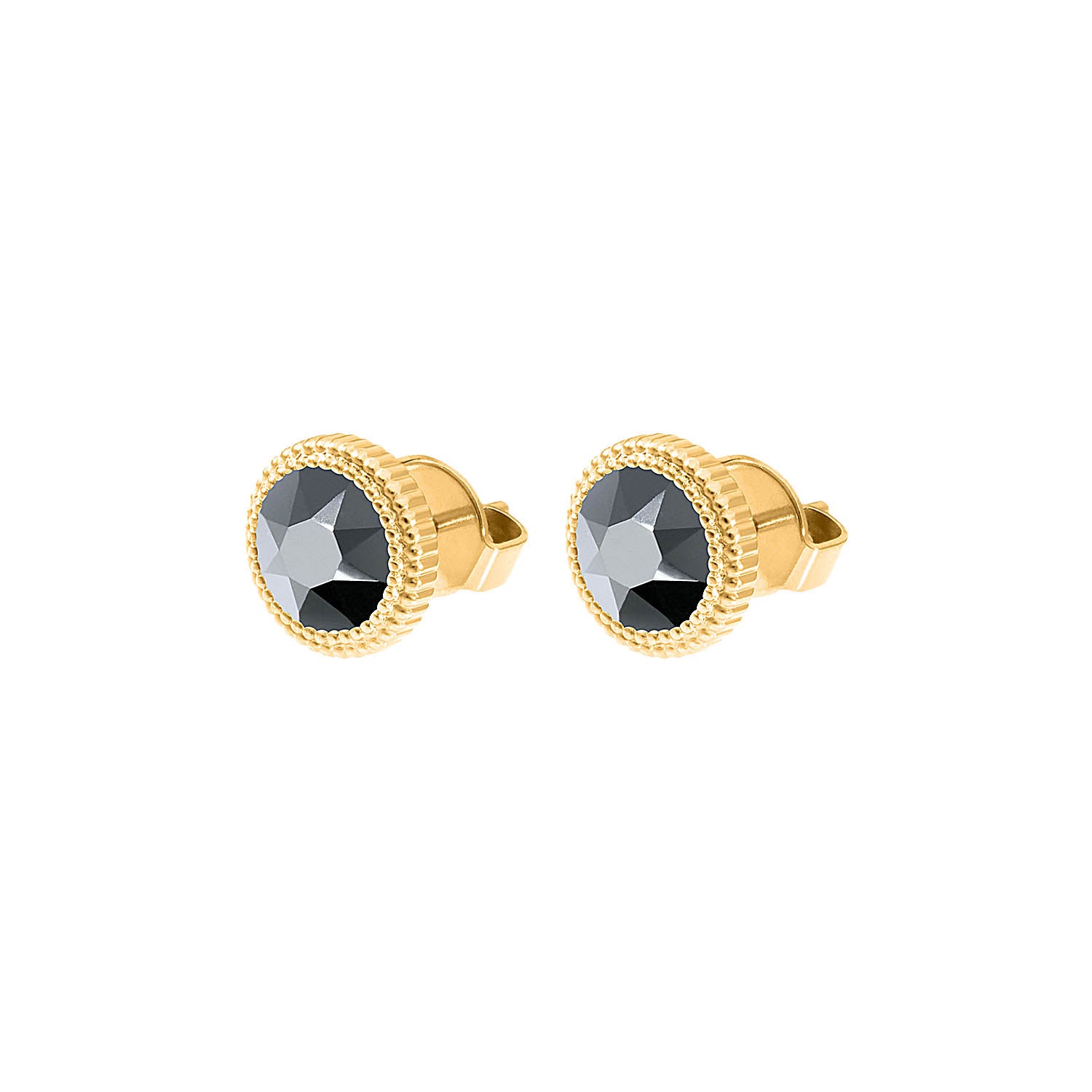Fabero Flat Ohrstecker 10 mm - Gold jet hematite