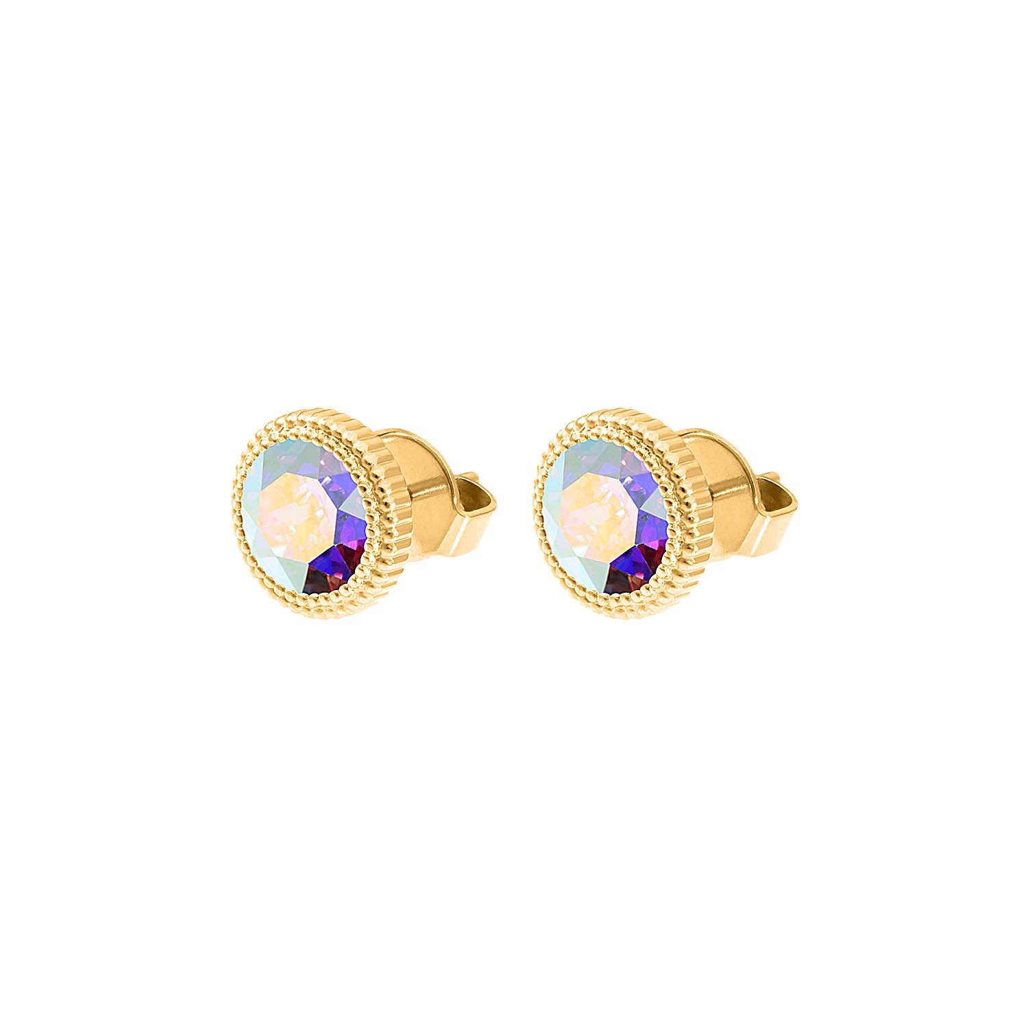 Fabero Flat Ohrstecker 10 mm - Gold crystal aurora boreale