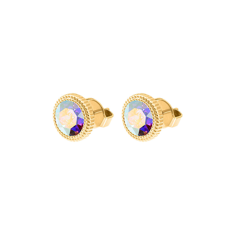 Fabero Flat Ohrstecker 10 mm - Gold crystal aurora boreale