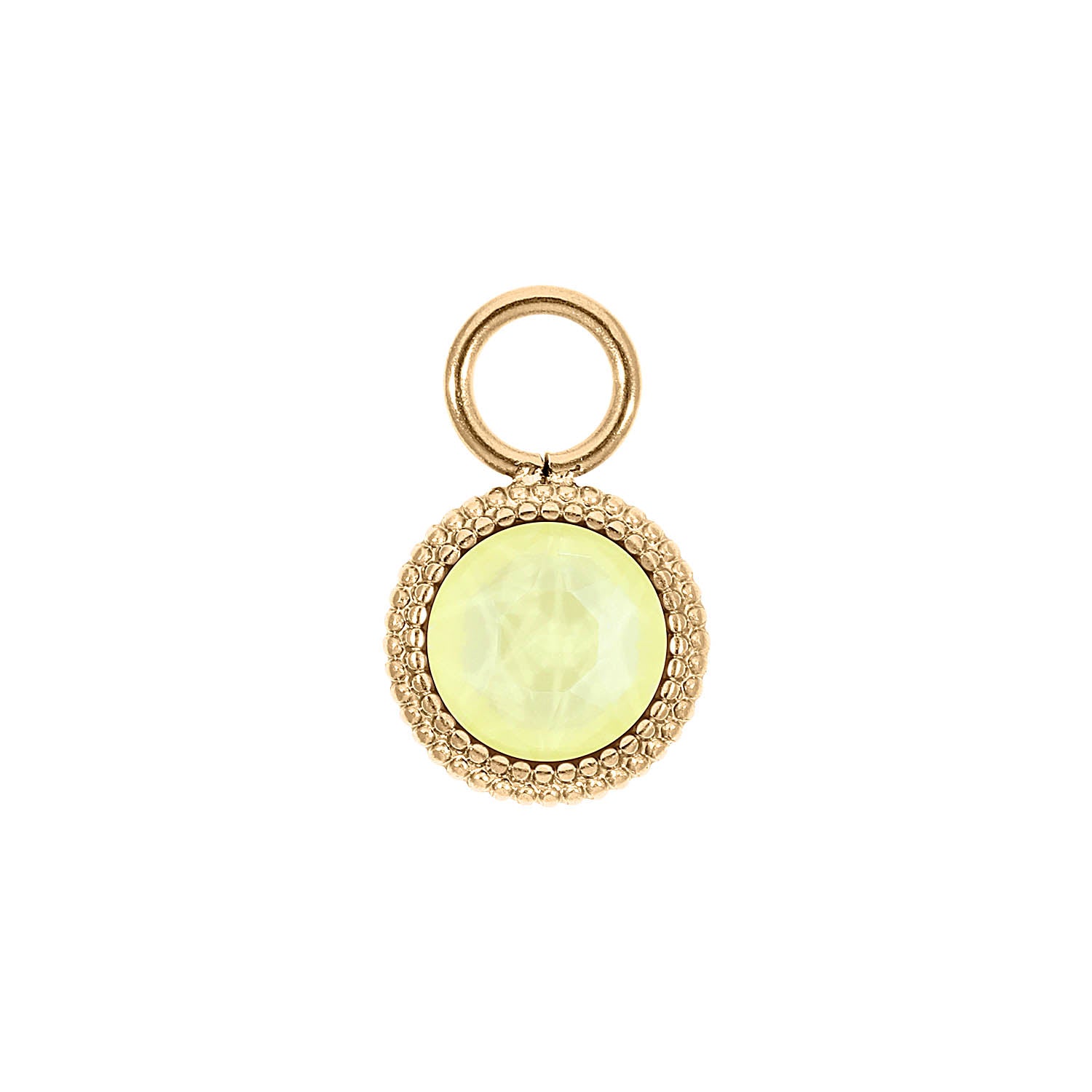 Fabero Flat Charm 10 mm - Gold crystal soft yellow ignite