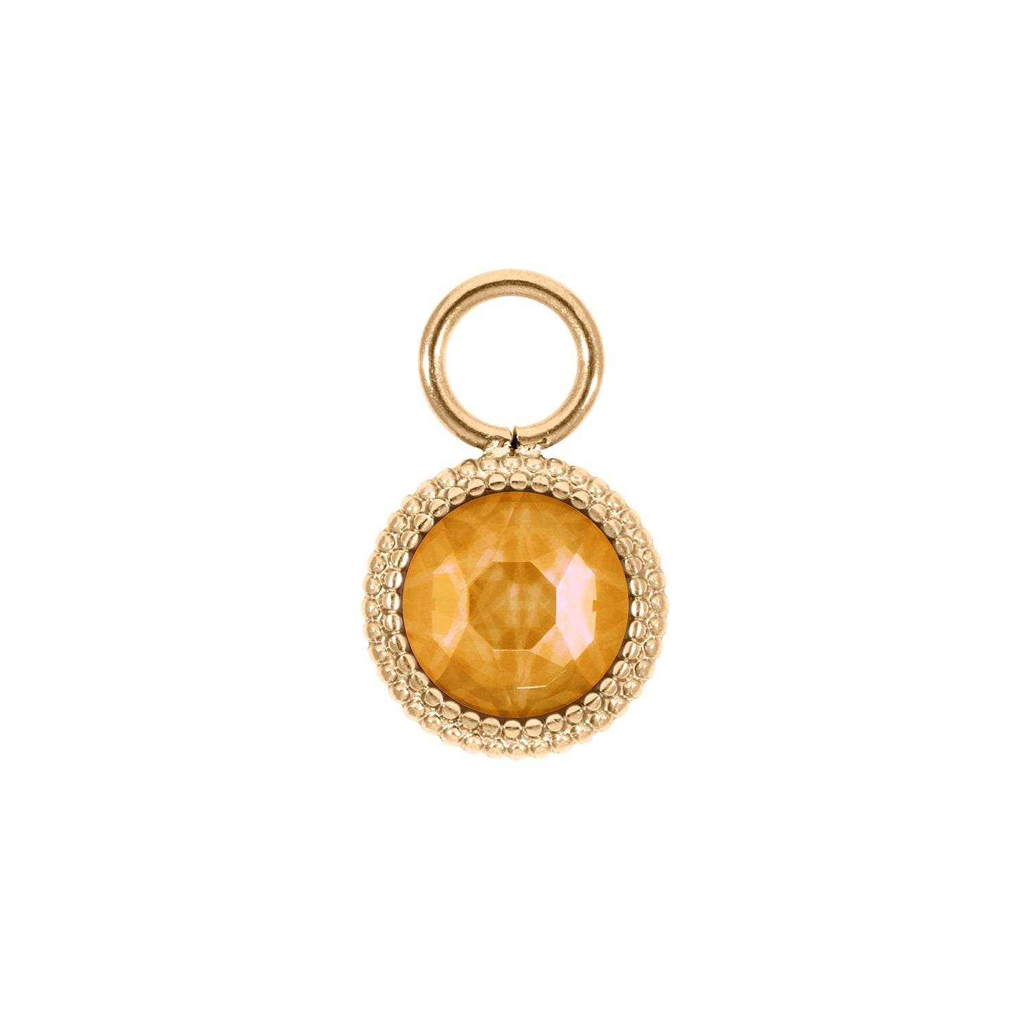 Fabero Flat Charm 10 mm - Gold Crystal Mango Ignite
