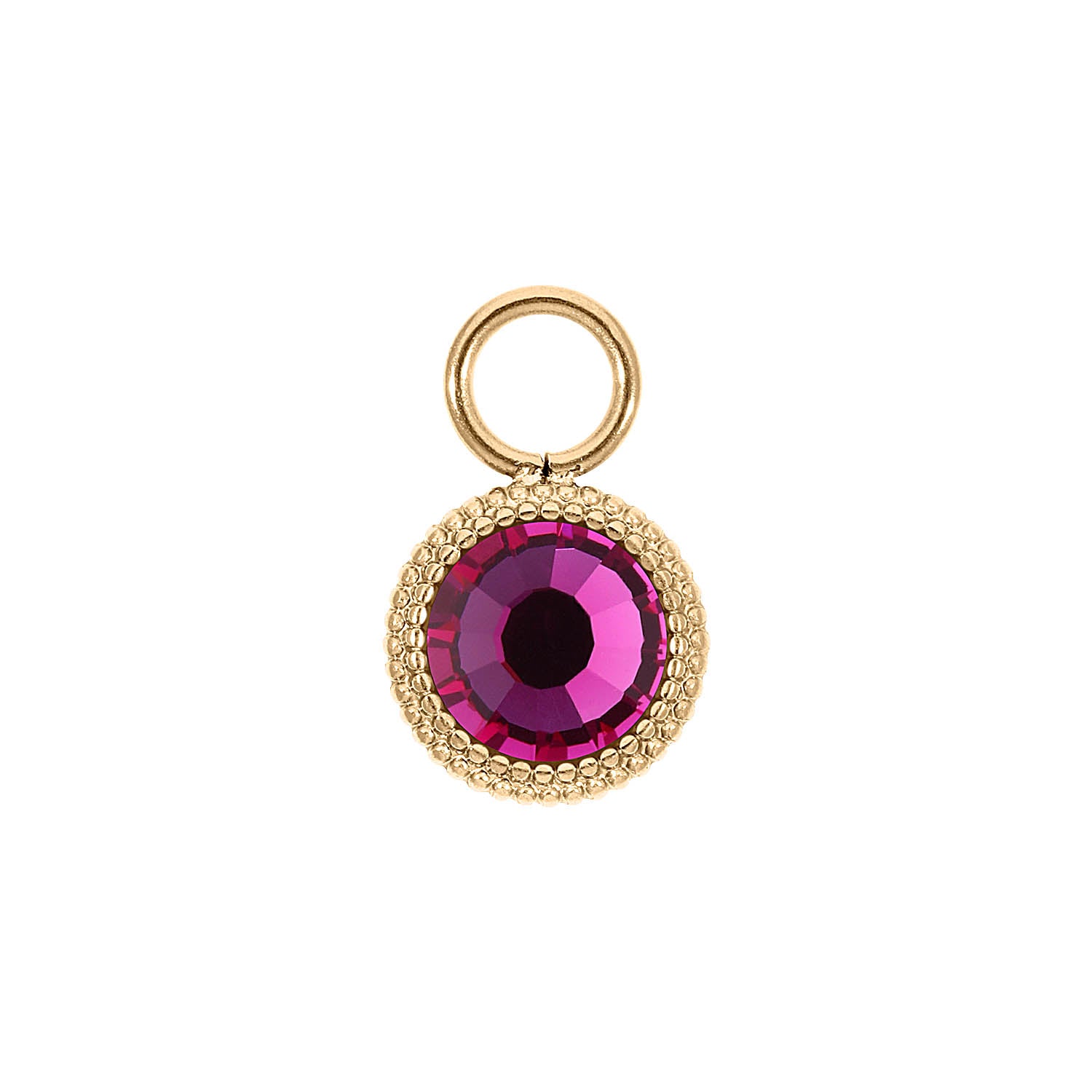 Fabero Flat Charm 10 mm - Gold fuchsia