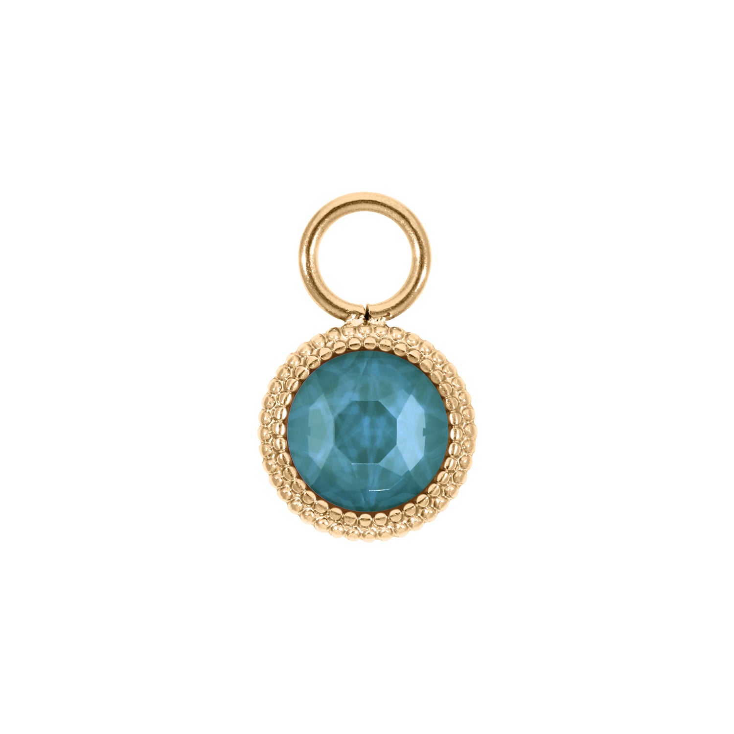 Fabero Flat Charm 10 mm - Gold Crystal Pine Green Ignite