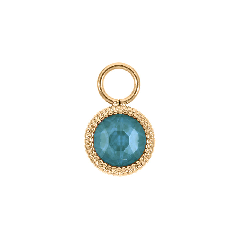 Fabero Flat Charm 10 mm - Gold Crystal Pine Green Ignite