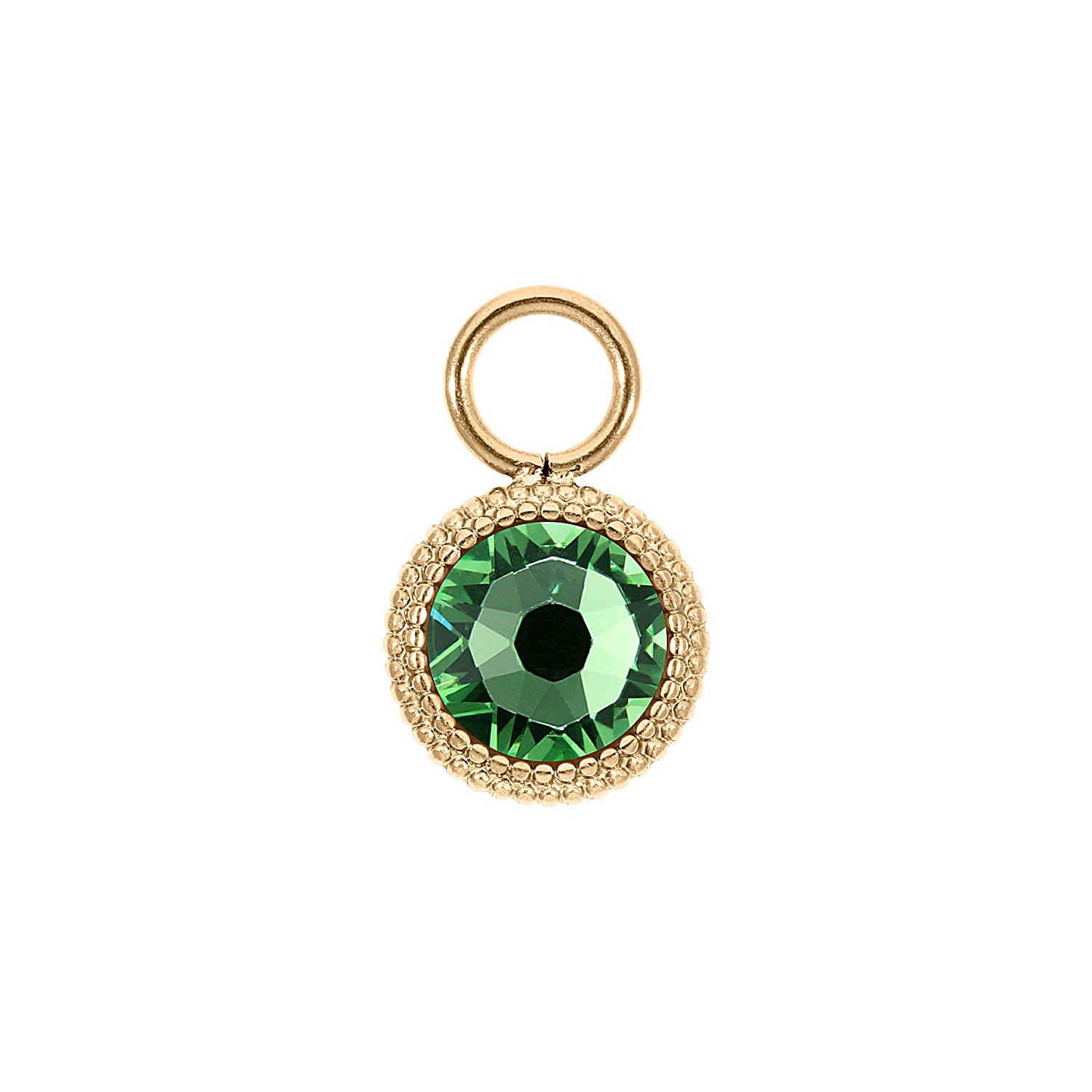 Fabero Flat Charm 10 mm - Gold peridot
