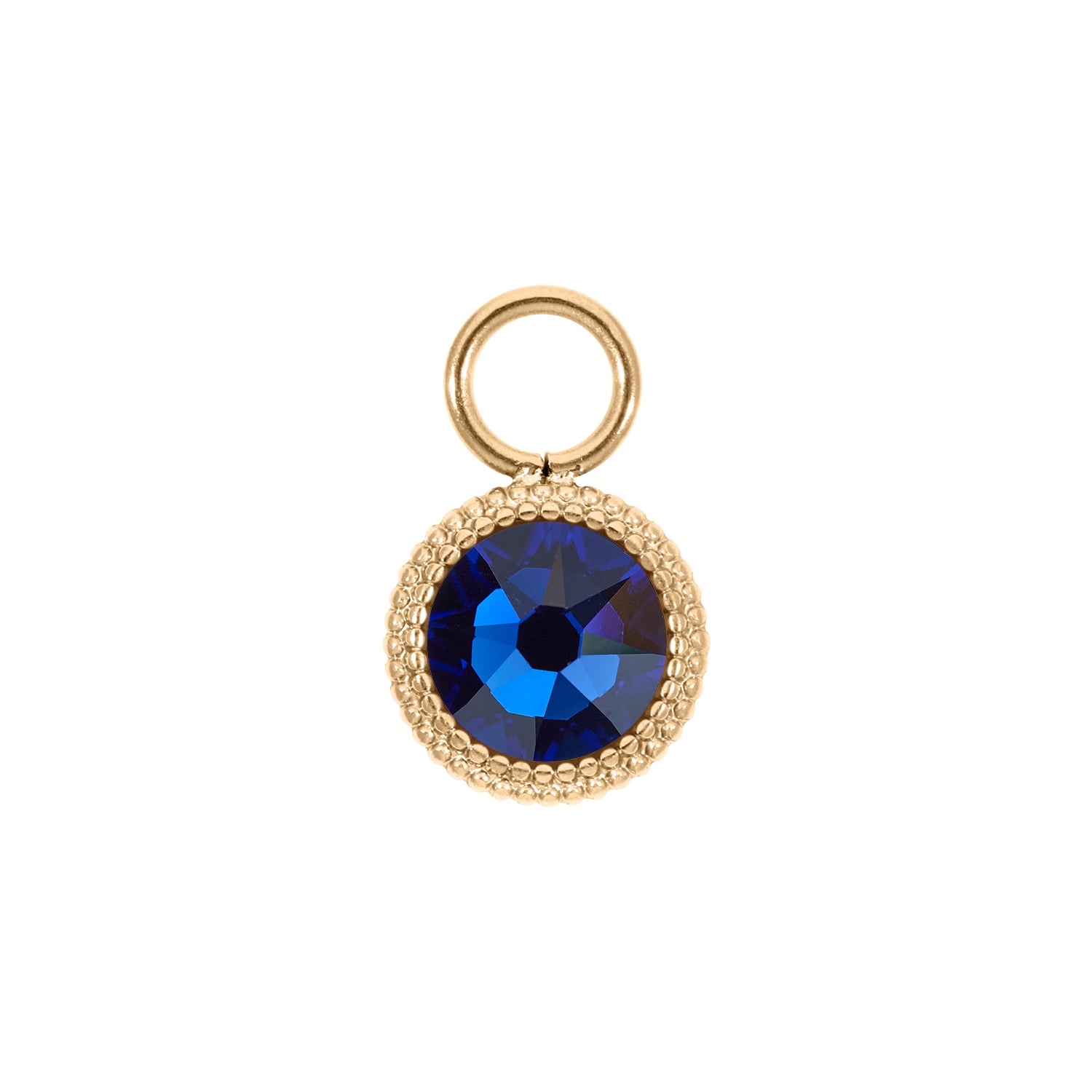 Fabero Flat Charm 10 mm - Gold ReCreated Dark Sapphire