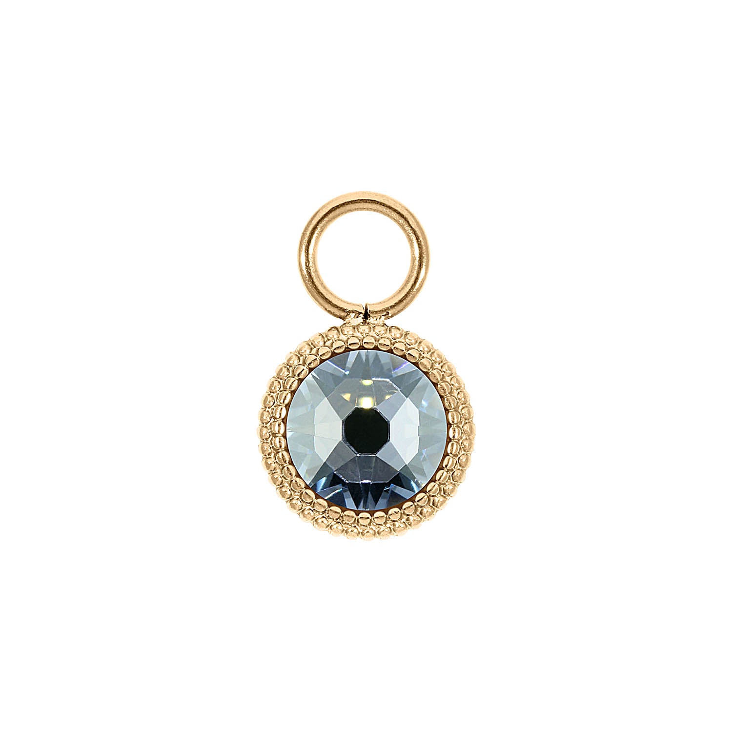 Fabero Flat Charm 10 mm - Gold blue shade