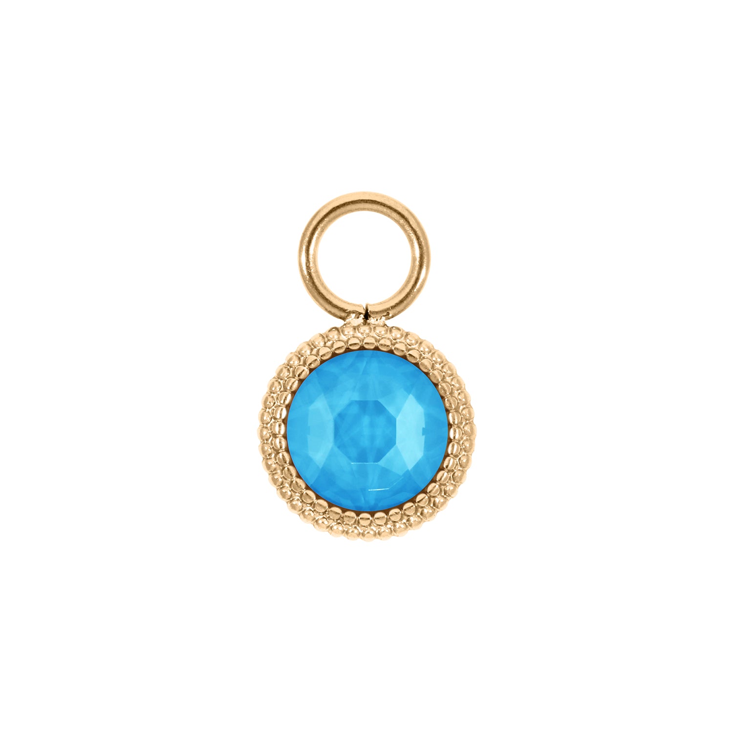 Fabero Flat Charm 10 mm - Gold Crystal Electric Blue Ignite