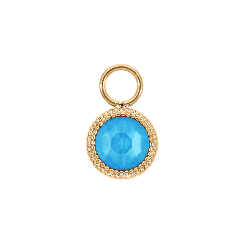Fabero Flat Charm 10 mm - Gold Crystal Electric Blue Ignite