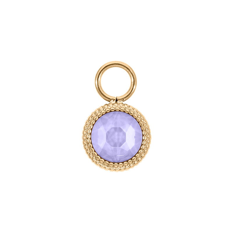 Fabero Flat Charm 10 mm - Gold Crystal Purple Ignite