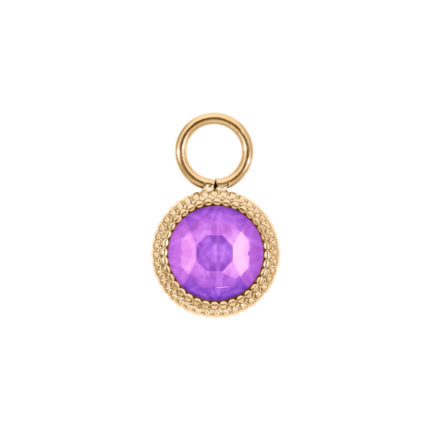 Fabero Flat Charm 10 mm - Gold Crystal Electric Violet Ignite