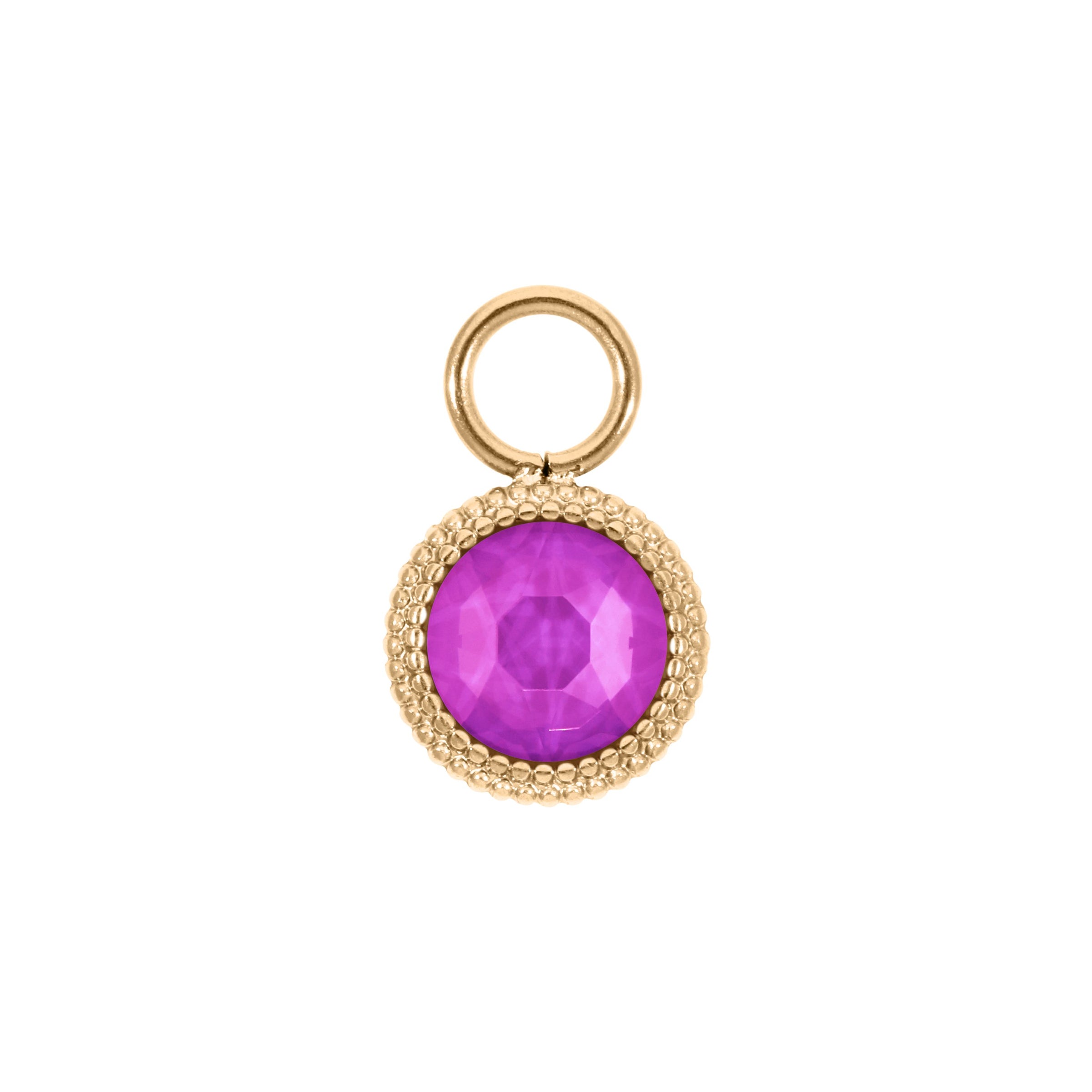 Fabero Flat Charm 10 mm - Gold Crystal Electric Violet Ignite
