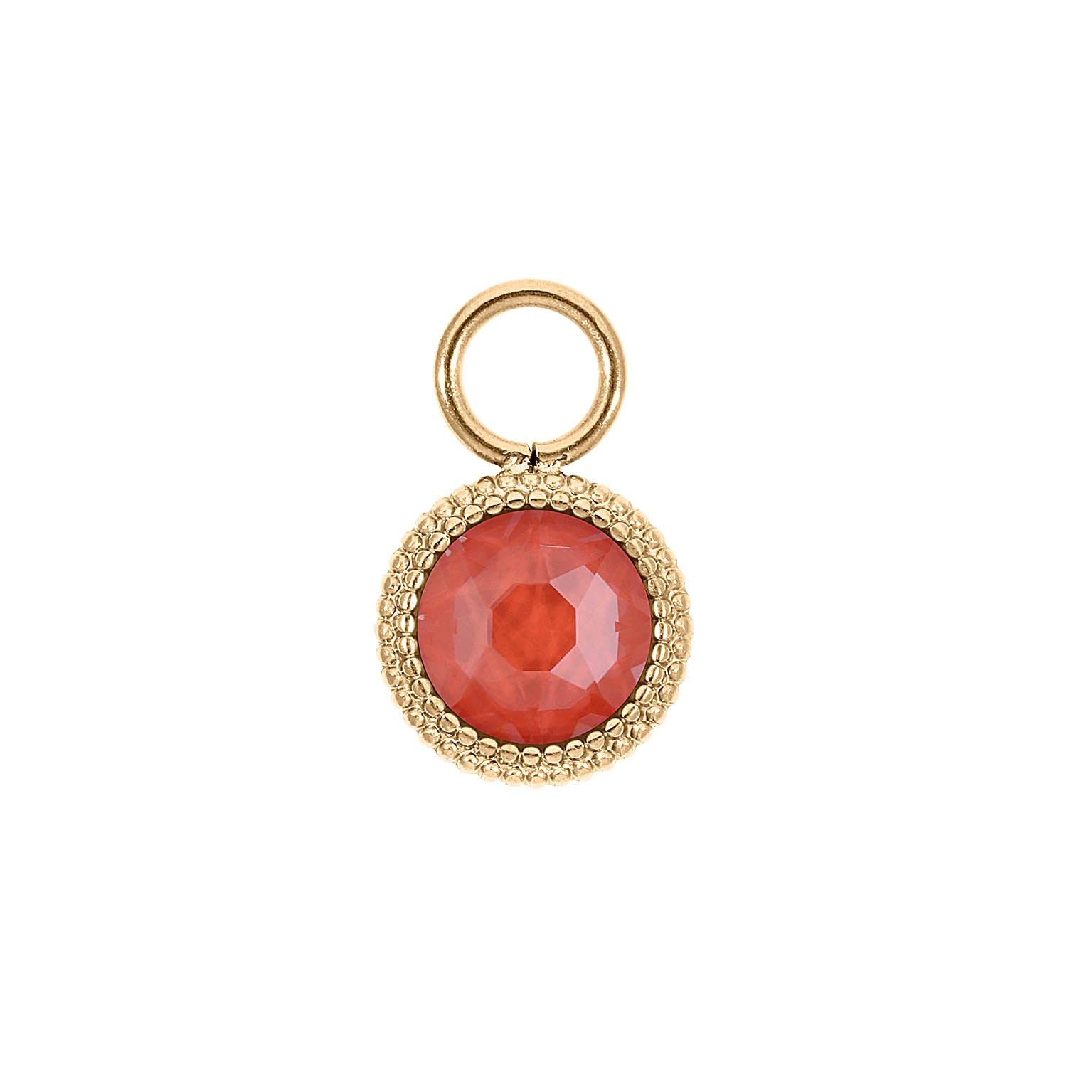 Fabero Flat Charm 10 mm - Gold crystal maroon ignite