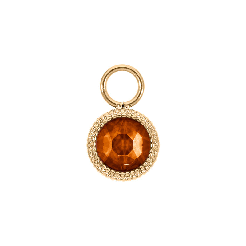Fabero Flat Charm 10 mm - Gold Smoked Topaz