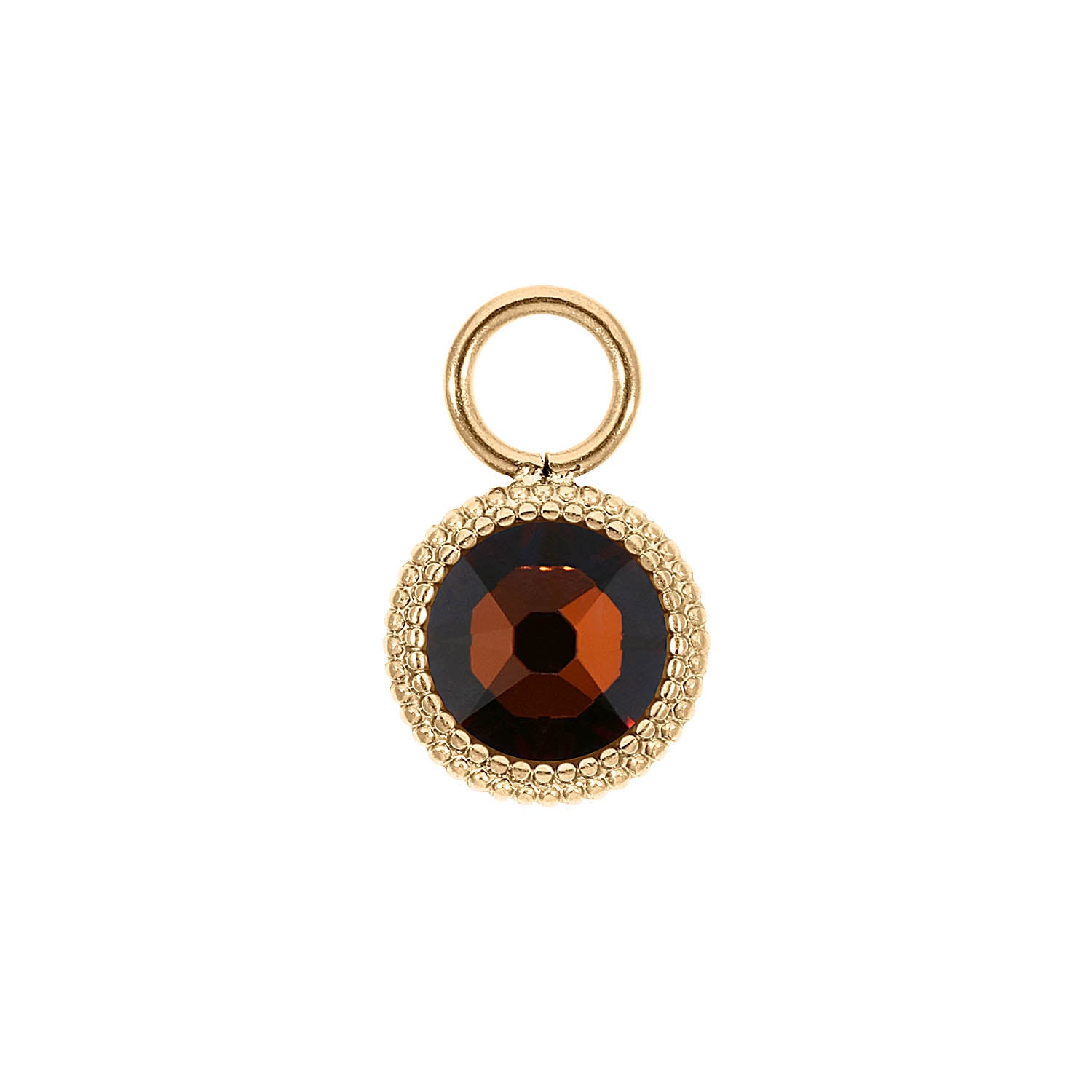 Fabero Flat Charm 10 mm - Gold smoked amber