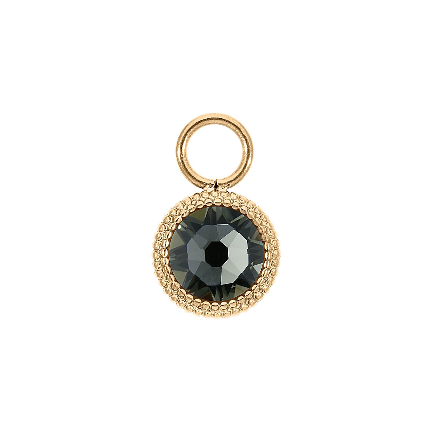Fabero Flat Charm 10 mm - Gold black diamond