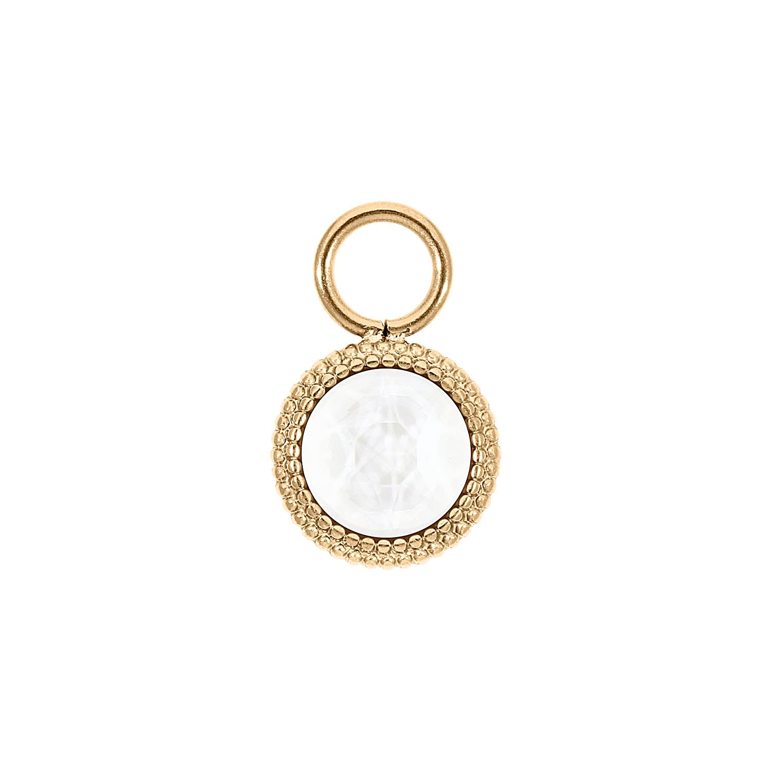 Fabero Flat Charm 10 mm - Gold crystal electric white ignite