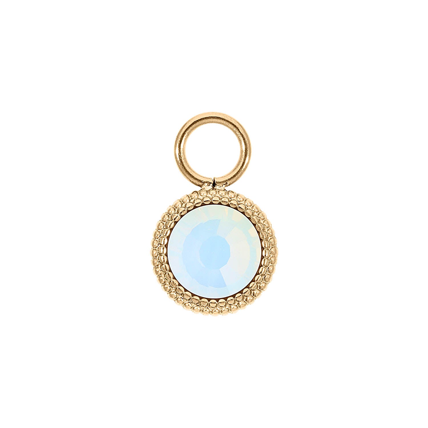 Fabero Flat Charm 10 mm - Gold white opal