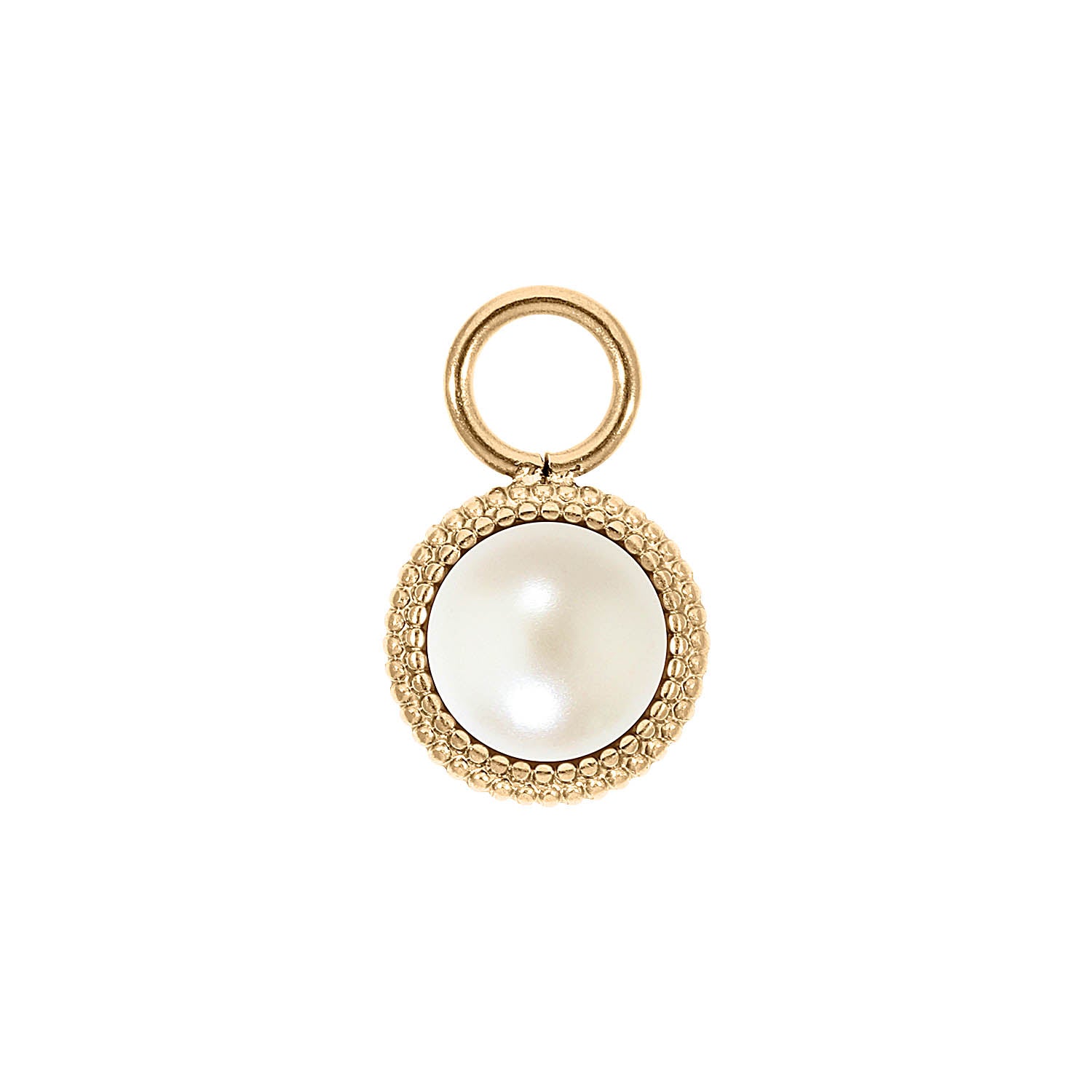 Fabero Flat Charm 10 mm - Gold cream pearl