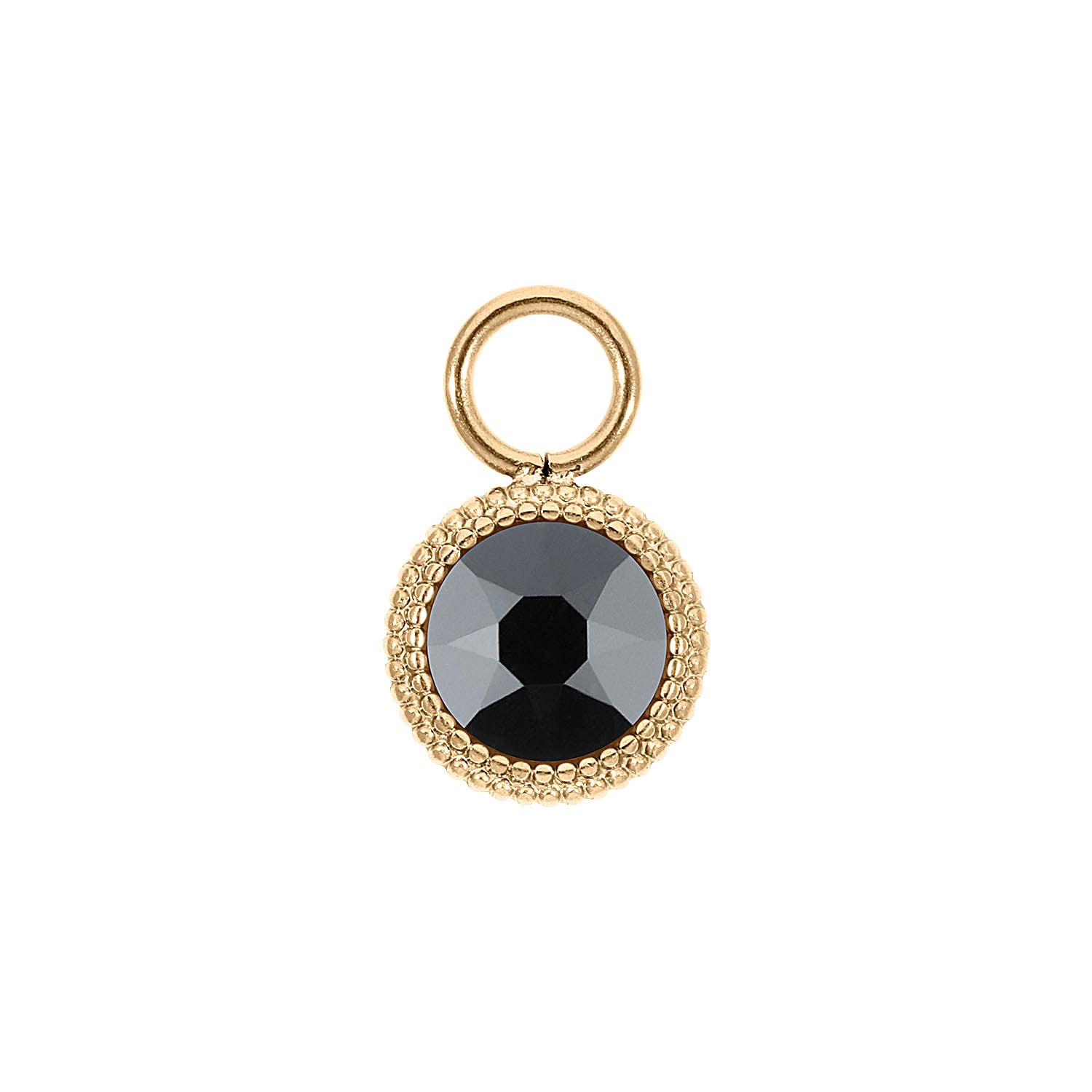 Fabero Flat Charm 10 mm - Gold jet hematite