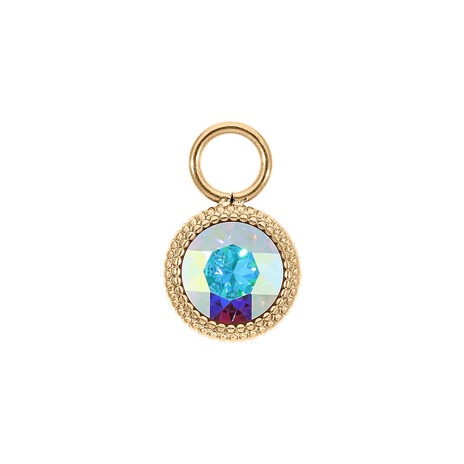 Fabero Flat Charm 10 mm - Gold crystal aurora boreale