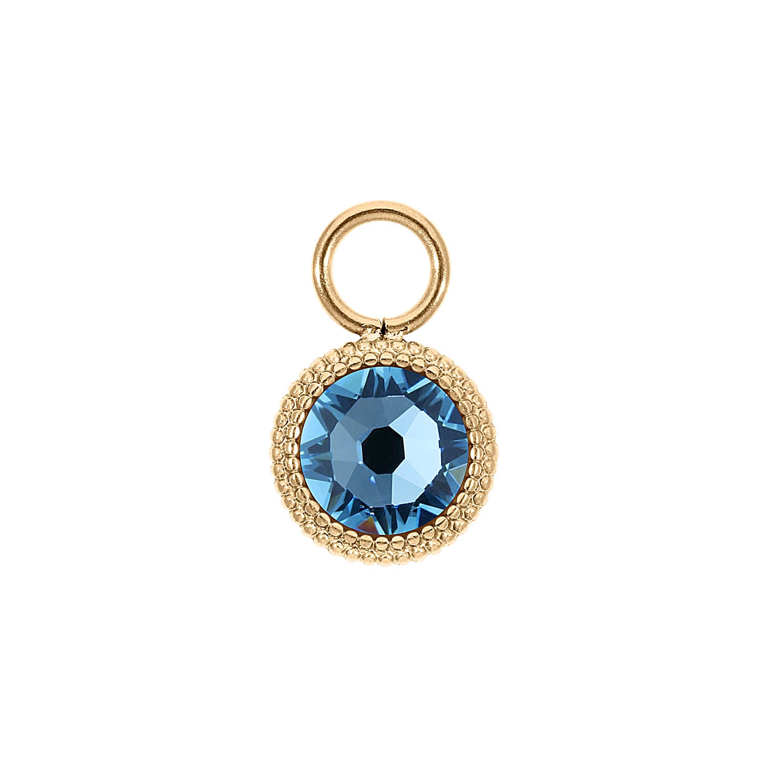 Fabero Flat Charm 10 mm - Gold aquamarine