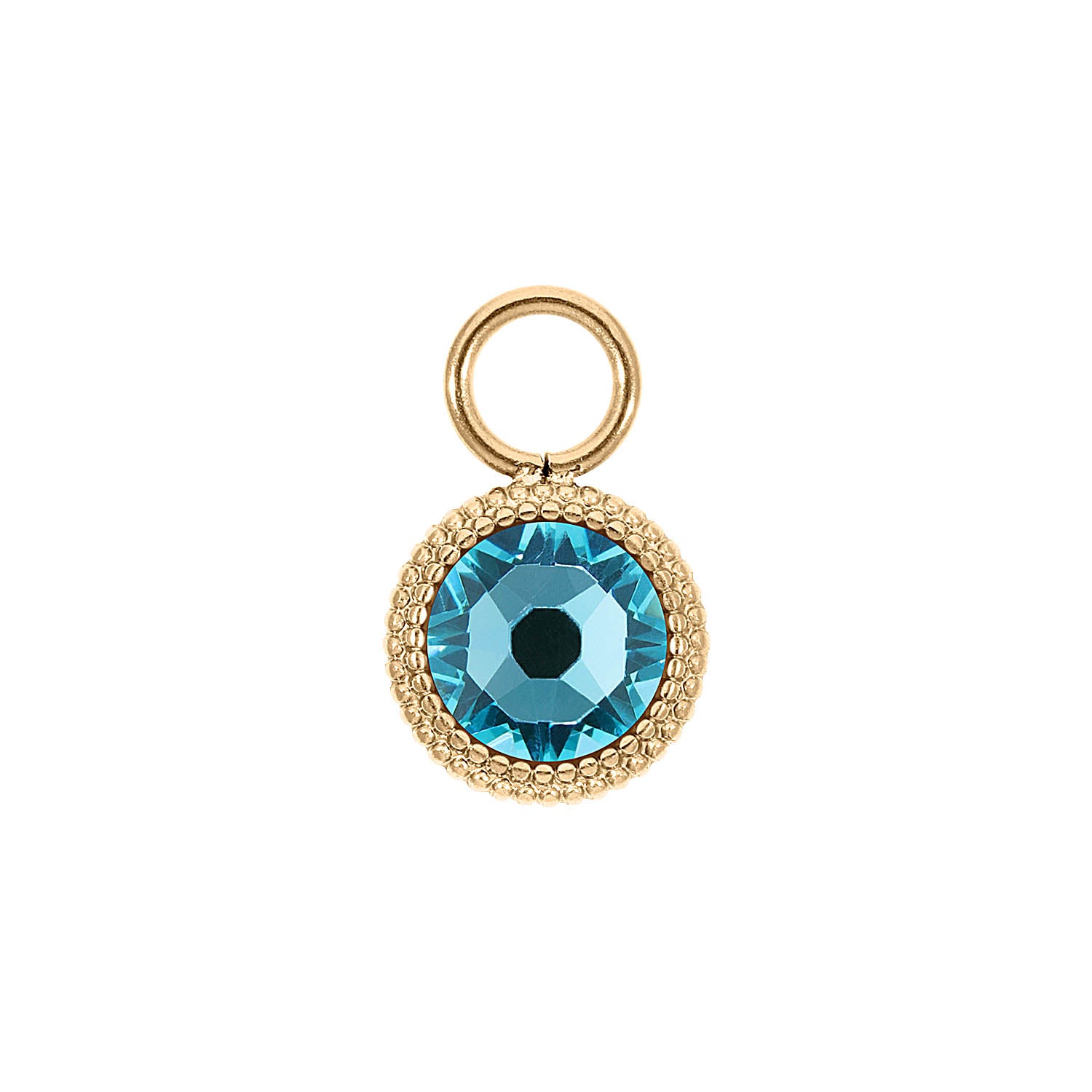 Fabero Flat Charm 10 mm - Gold Light Turquoise