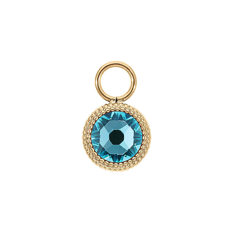 Fabero Flat Charm 10 mm - Gold Light Turquoise